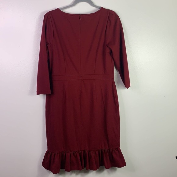 TALBOTS Wine Red Ruffle Hem Career Dress 6 Petite - Picture 8 of 9